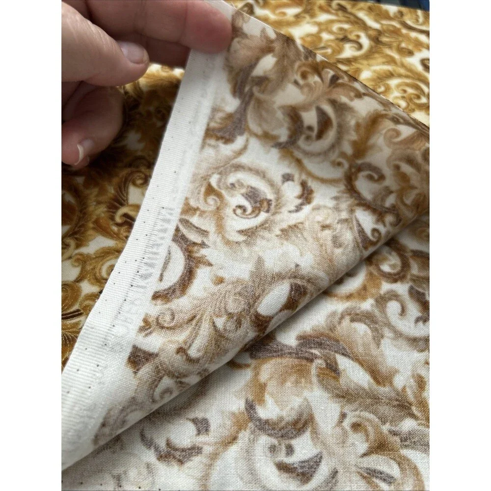 Peggy Toole Robert Kaufman Cotton Quilting Fabric Florentine Gold Scroll